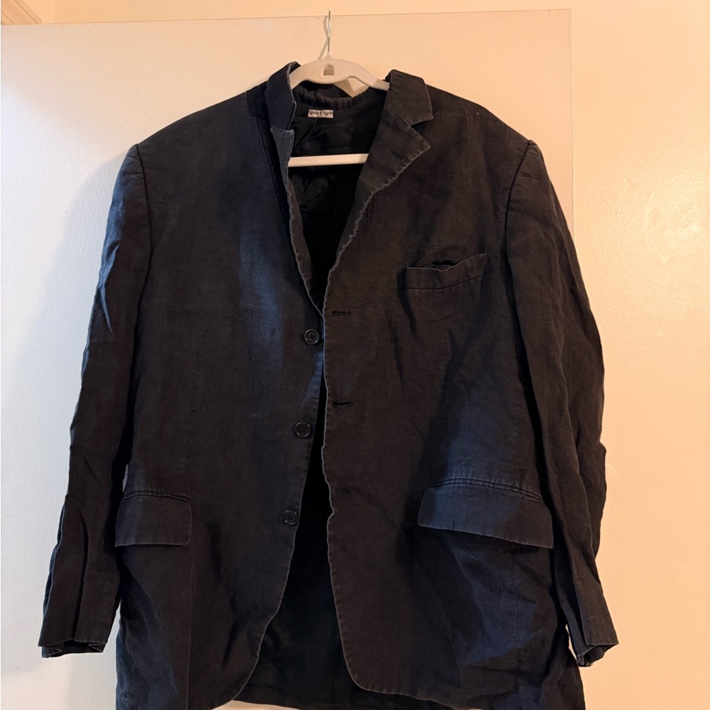 Men's Black Casual Blazer with Shoulder Pads